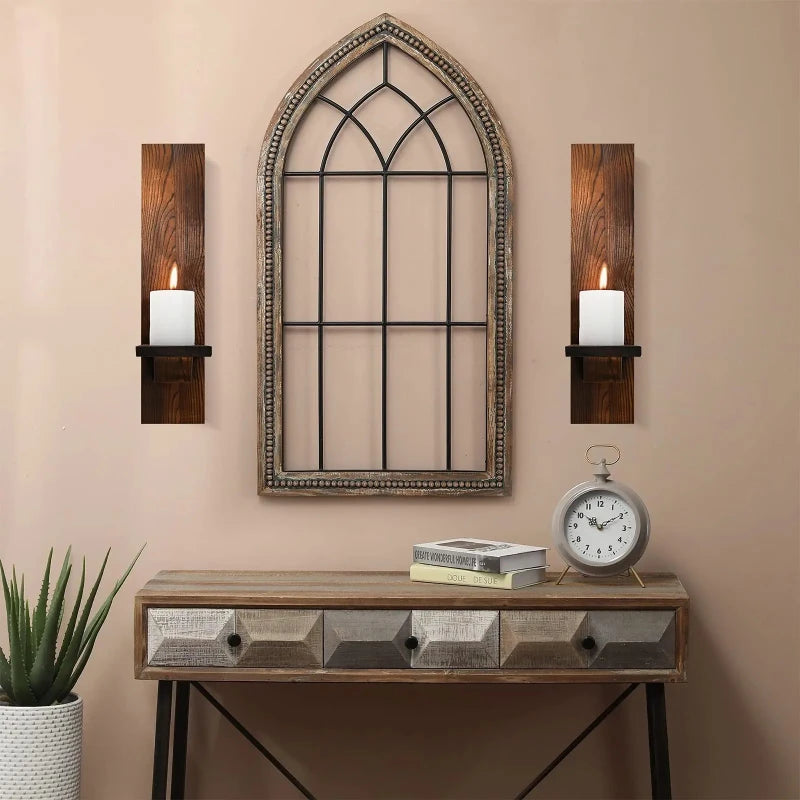 Wooden wall-mounted vase decoration stand retro corridor atmosphere candle wall home