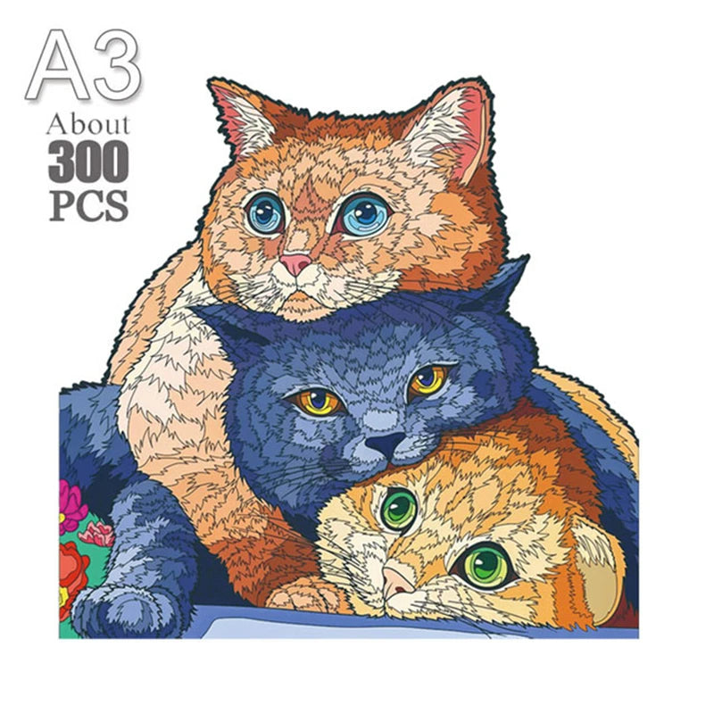 Diy wood jigsaw for kids adult dog elephant wooden animal puzzle high quality panda puzzles brain twister toys