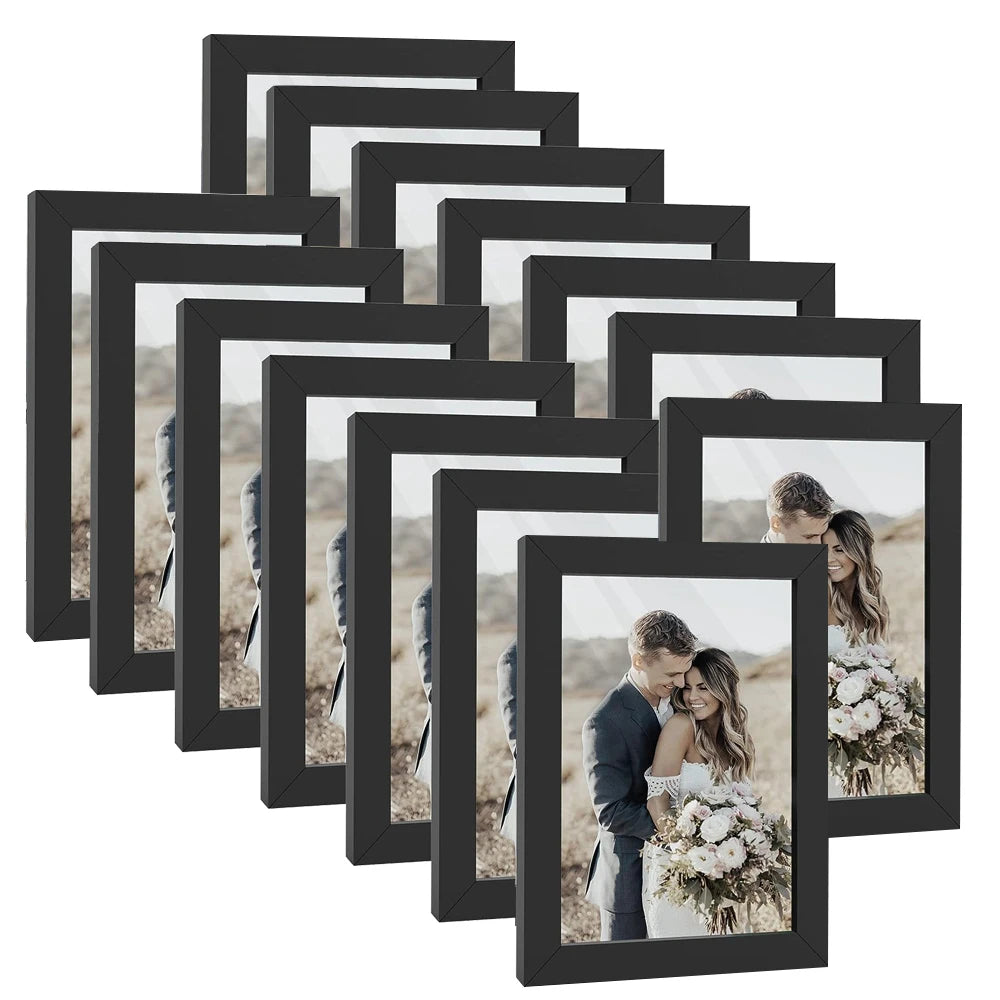 14pcs 4x6 inch picture frames wooden photo without mat,tabletop or wall display for prints paintings poster
