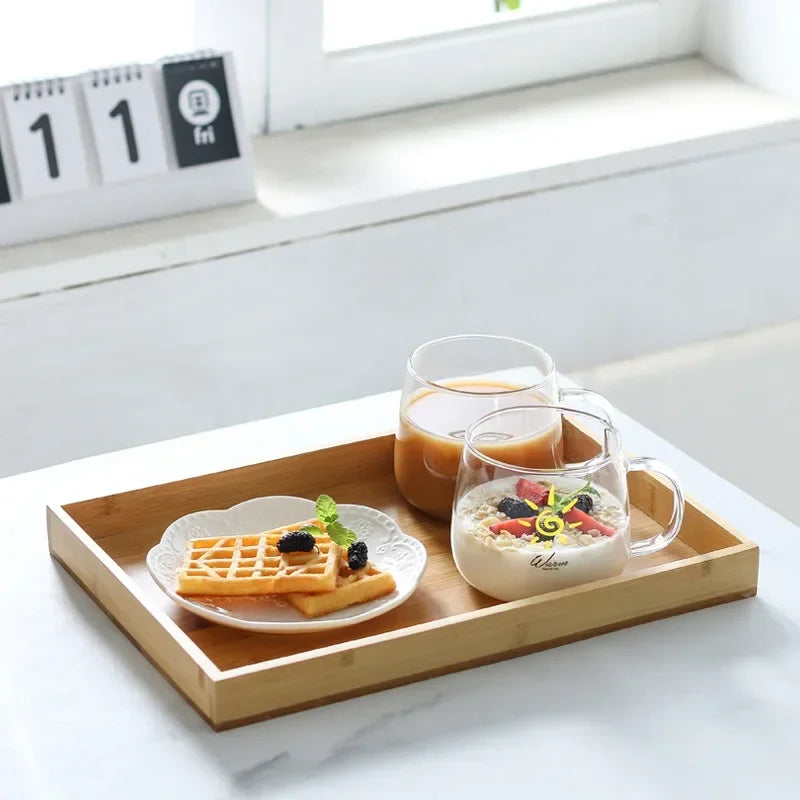 Japanese style bamboo wood tray square wood plate dinner plate bamboo tea restaurant hotel wooden fruit teapot