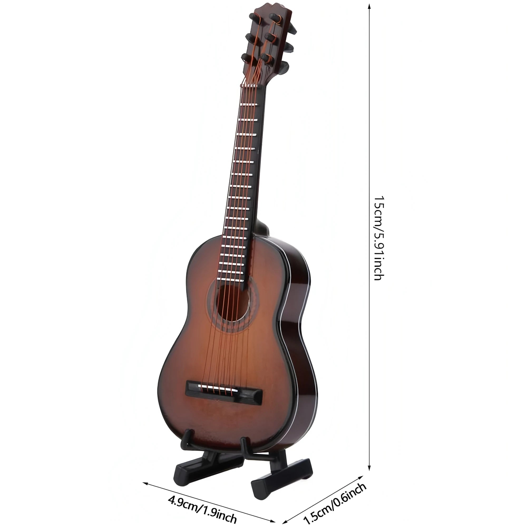 Wooden miniature guitar with support decorative ornament musical instrument replica for home decor display