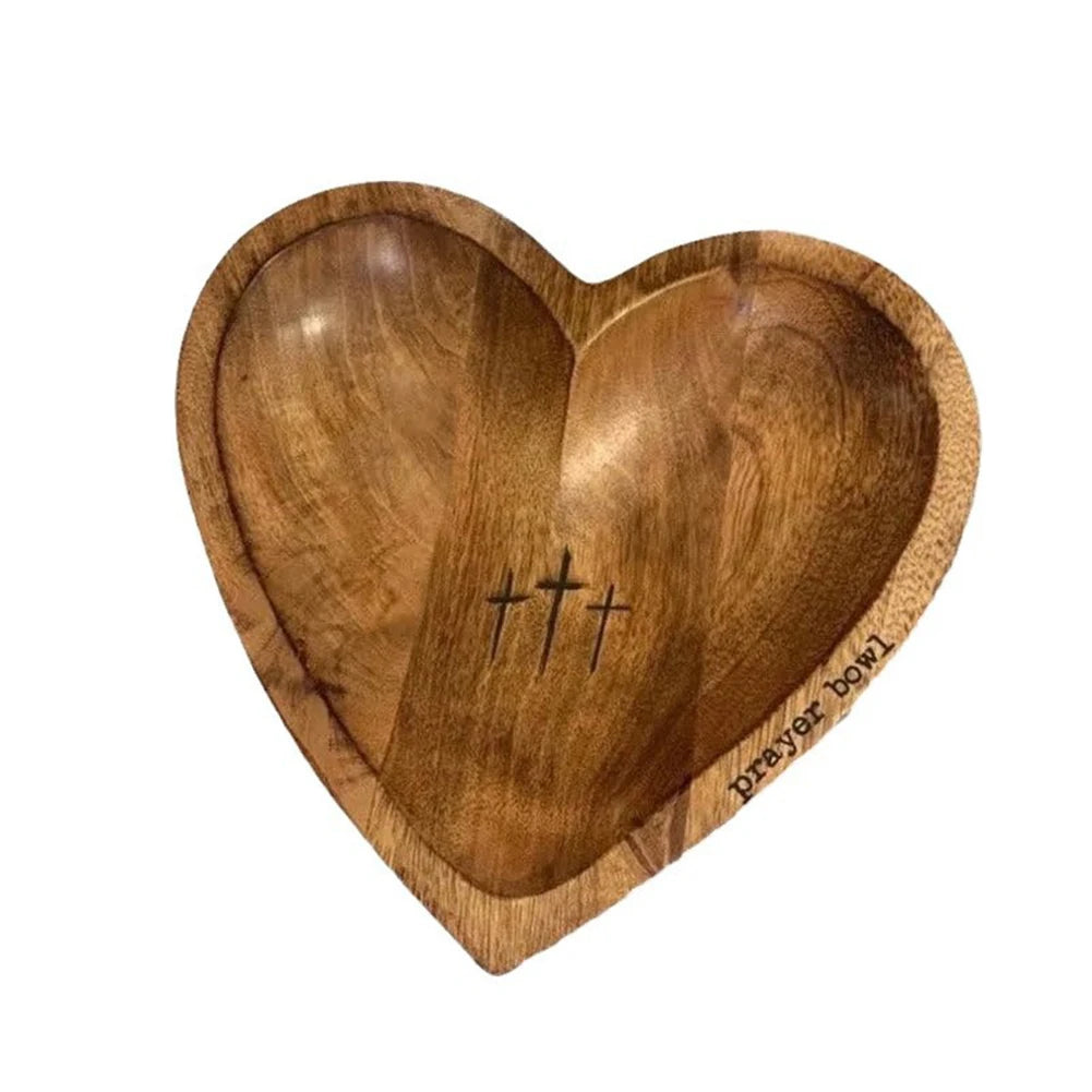 Home decor 23*23*3cm christian bowl decoration craftsmanship of wood heart shaped design thoughtful present