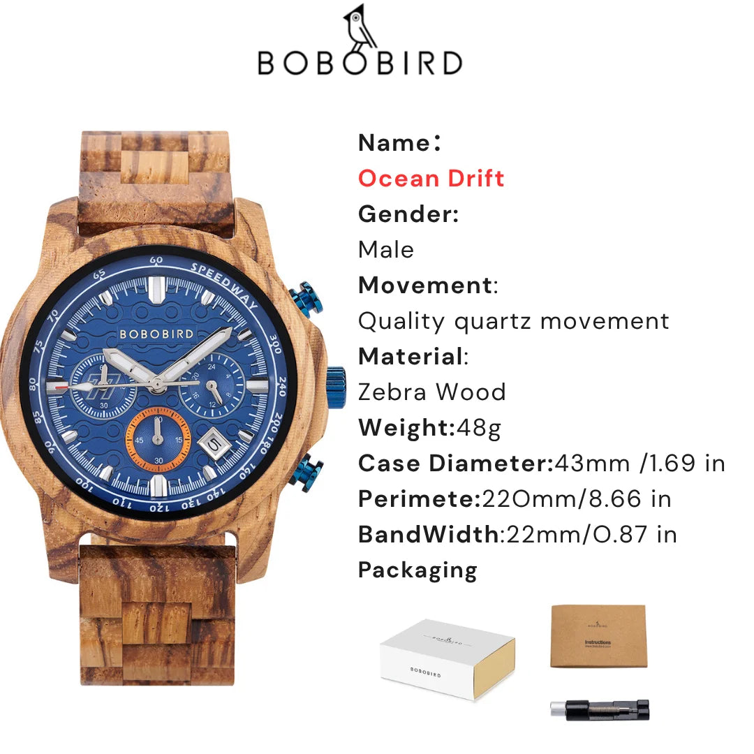 Bobobird men’s wooden watch classic style eco-friendly timepiece for business casual wear christmas gift him