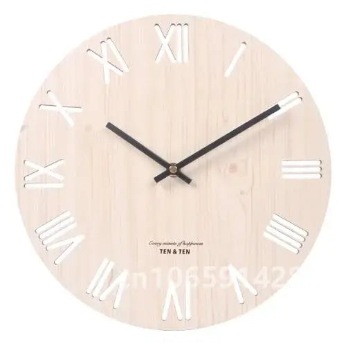 Nordic retro wooden wall clock corridor living room decoration solid wood quiet clocks hanging watch cafe store home