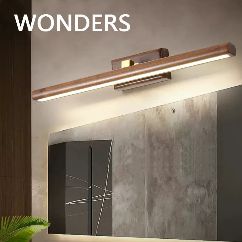 Modern wood dressing table wall lamp acrylic lampshade rotatable led sconce lights home decor mirror painting