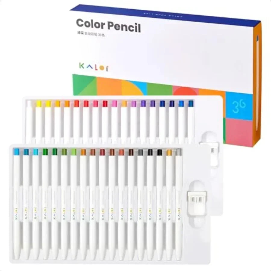 Kalor 36 premium color mechanical pencil set refillable soft lead cores count pack of 1 box drawing sketching pens pai