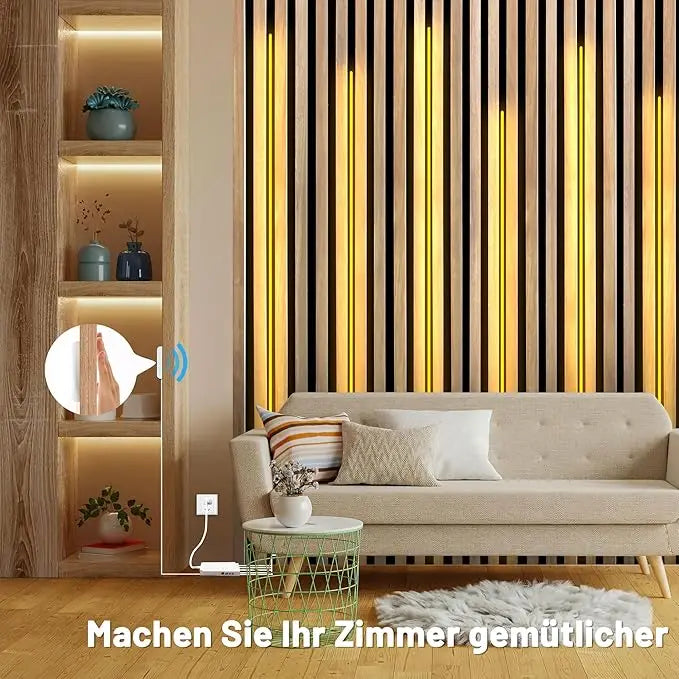 Led acoustic board decorative cob light strip touch dimmable wall background lamp show shelf under cabinet bedroom night