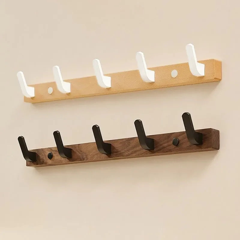 Spanish style walnut wooden hooks fitting room hanging clothes hats dress rack entrance door bedroom hangers wall