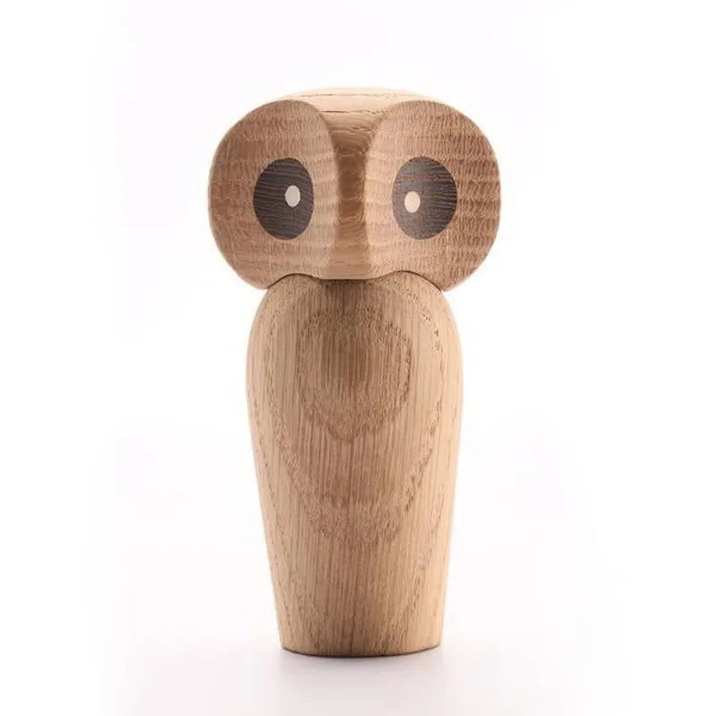 1pc wood owl ornament gift creative home decoration accessories decor figurine modern miniature figurines - oak owl