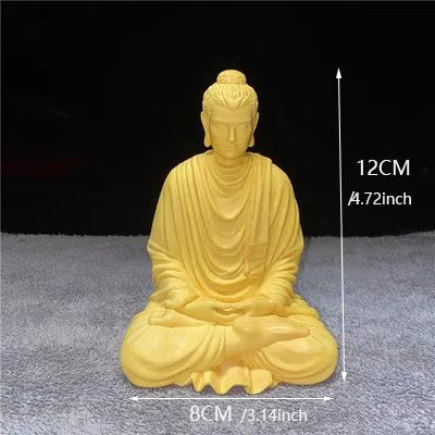 Wooden shakyamuni buddhist figure statue solid wood hand carving chinese buddha home living ornaments feng shui - light