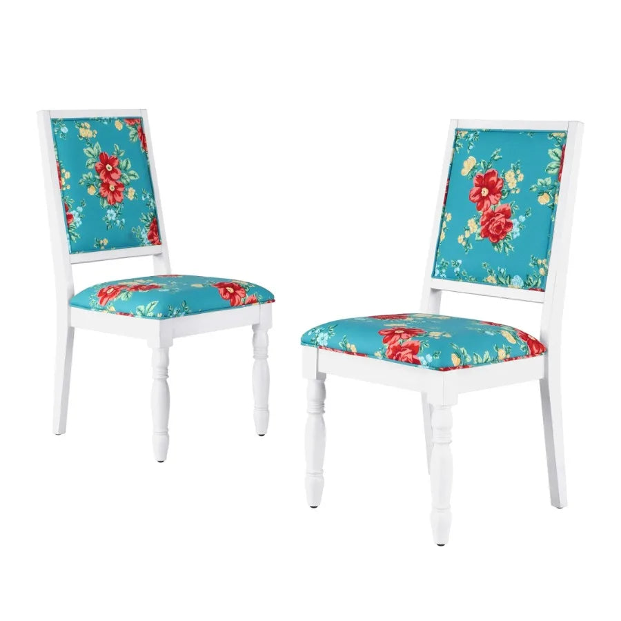 The pioneer womancallie vintage floral dining chairs made with solid wood frame set of 2 white finish