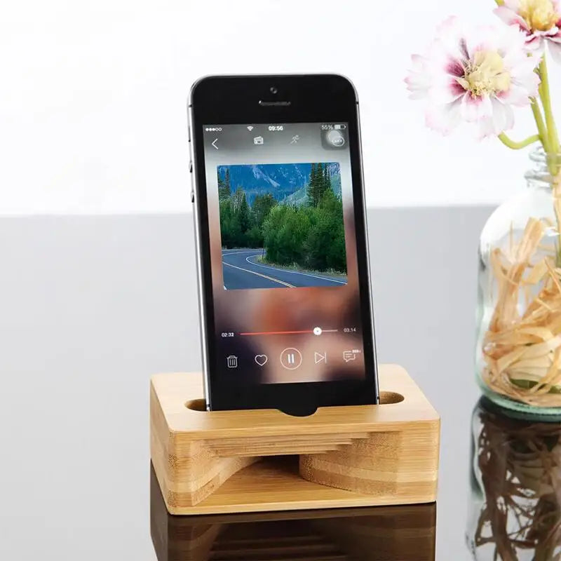 Wood phones mobile phone sound amplifier stand wooden with holder desk support