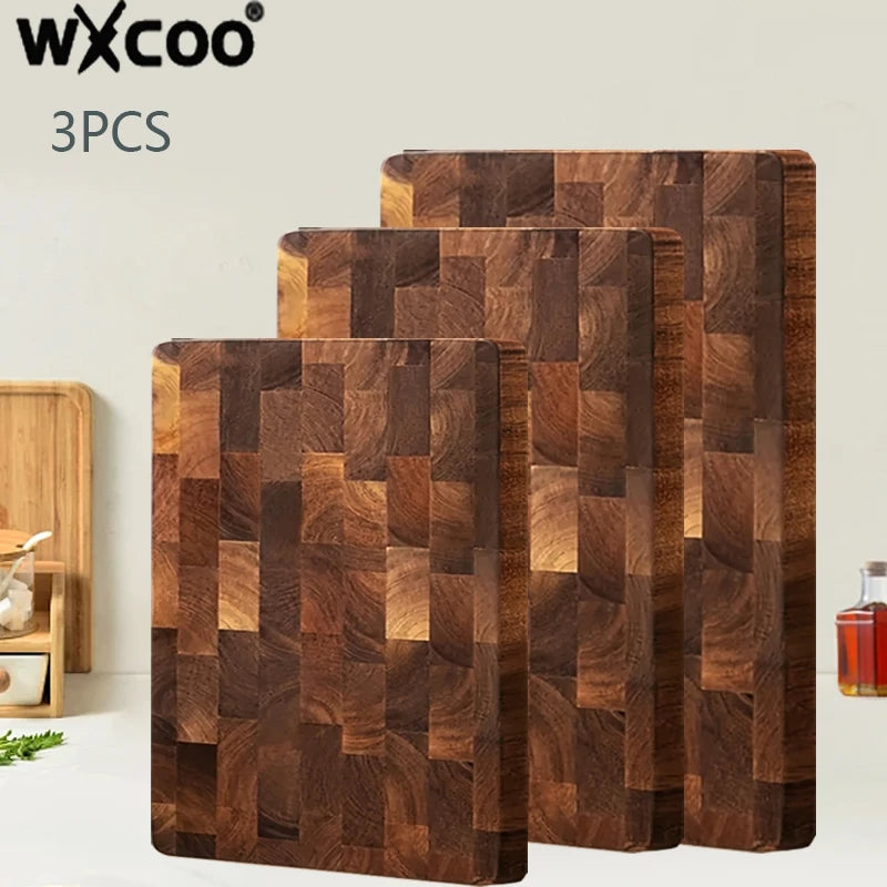 Thicken acacia wooden cutting board kitchen double-sided splicing checkerboard solid wood non-slip for cut vegetable