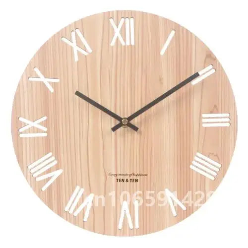 Nordic retro wooden wall clock corridor living room decoration solid wood quiet clocks hanging watch cafe store home