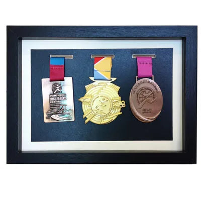 Wooden medal display frame marathon bae creative picture stand storage organizer modern simple sle rectangle - black
