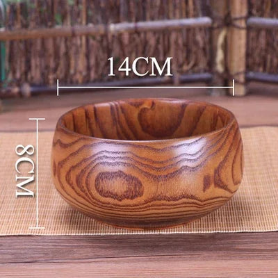 14-18cm natural acacia wood bowl large salad solid big for soup noodles japanese tableware bowls - 14cm bowl