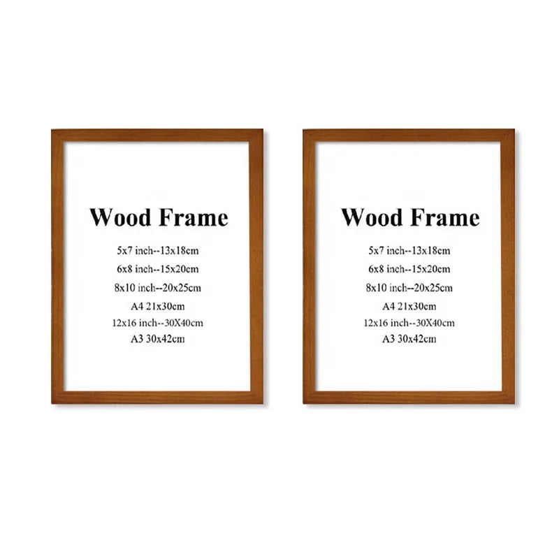 A4 a3 photo frame wooden black white color picture frames for poster wall art hanger - 2pcs walnut / 30x42cm