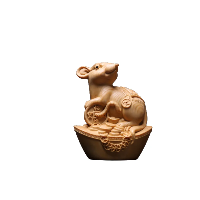 Hand-carved hinoki wood zodiac animal figurine - 6’’ chinese feng shui sculpture home decor collectible art gift
