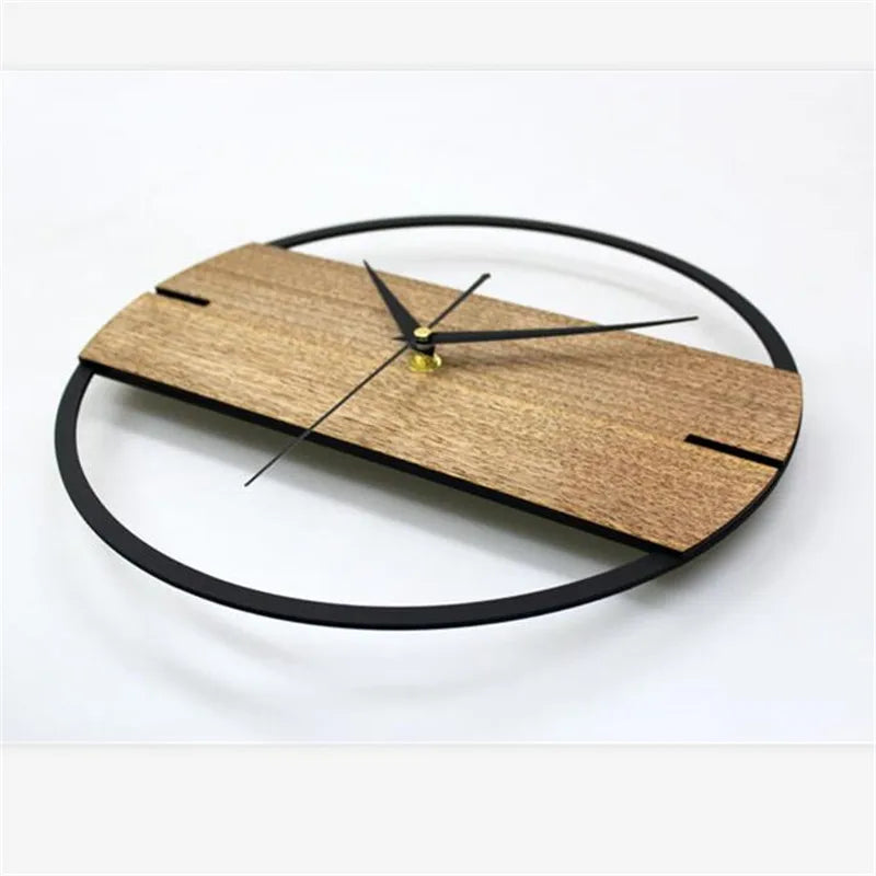 Minimal wooden wall clock simple european living room hanging clocks creative household watch art decoration horologe