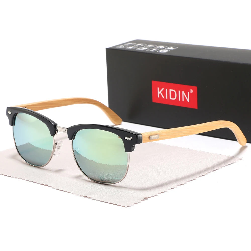 Fashionable new rice nail glasses men half frame bamboo and wood sunglasses classic retro wooden foot women