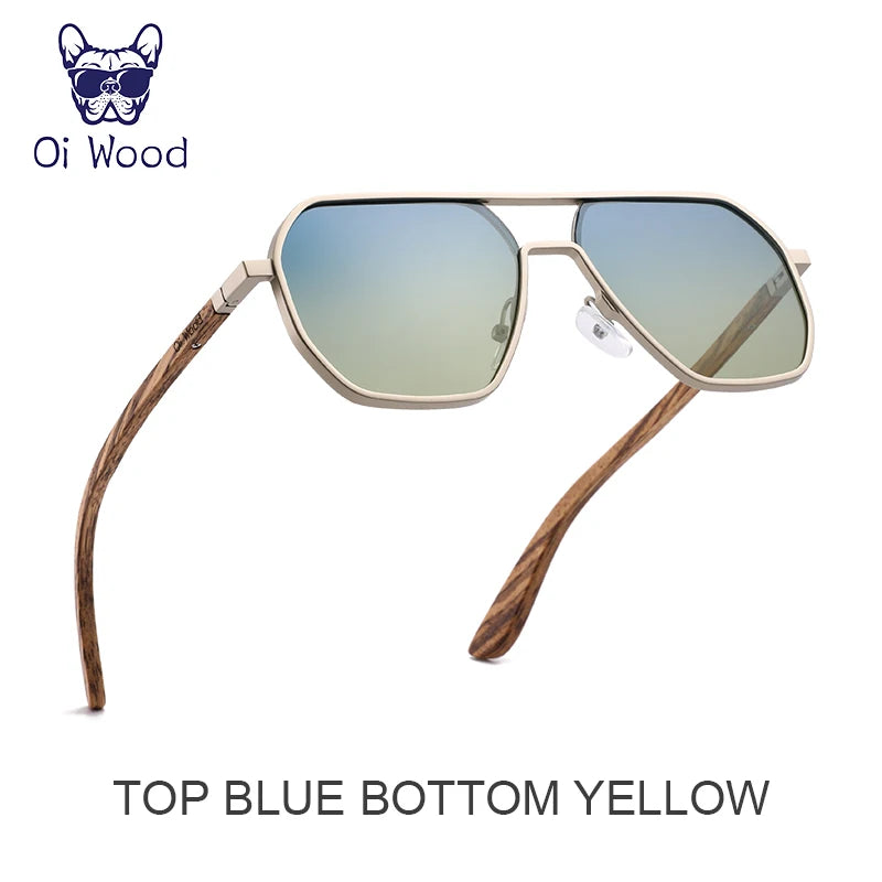 Oi wood high quality fashion alloy sunglasses men women wooden polarized sun glasses driving uv400 oculos de sol 8059
