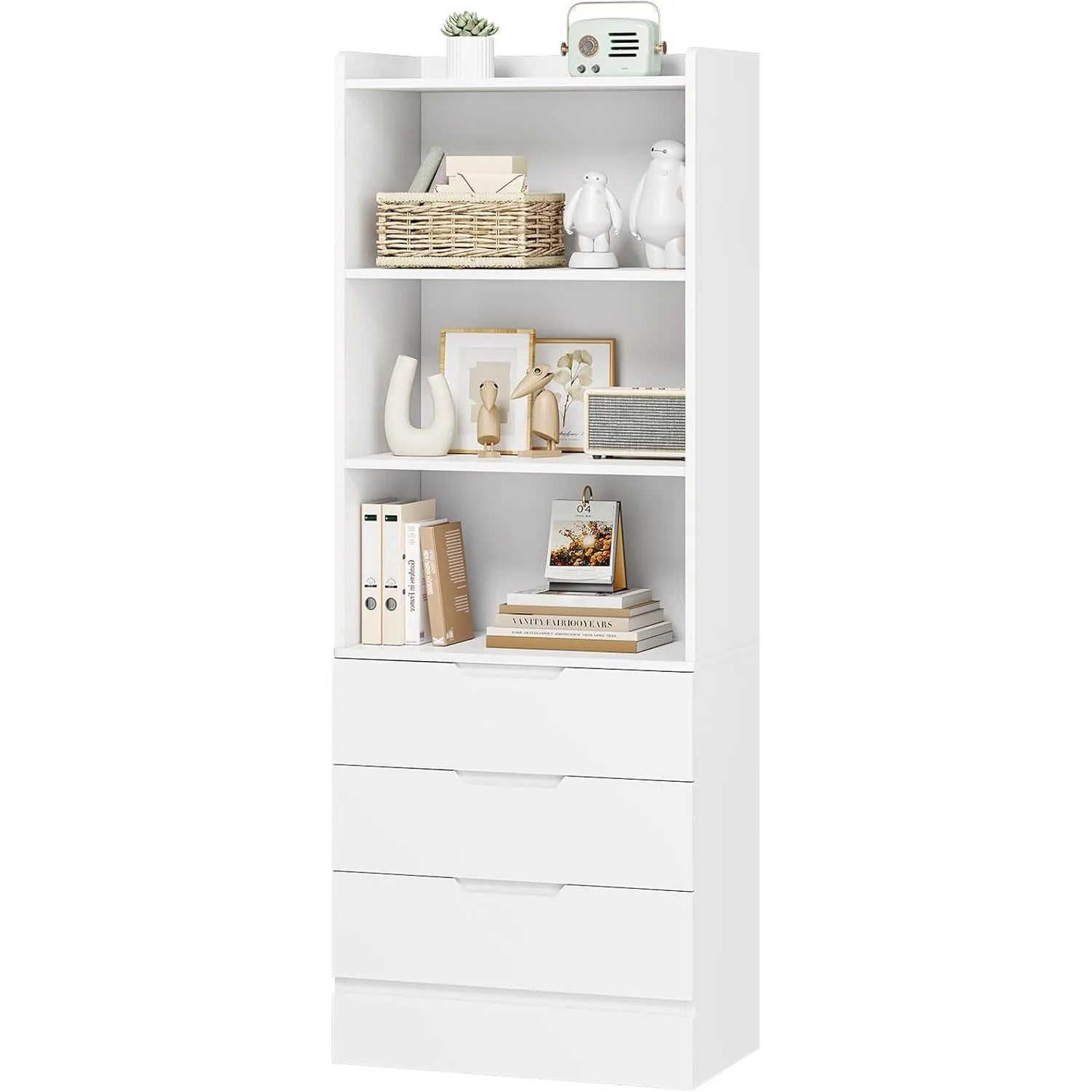 73-23-tall-storage-cabinet-bookcase-with-3-drawers-and-3-tier-open-shelves-wooden-bookshelf-kitchen-pantry-storage-organizer