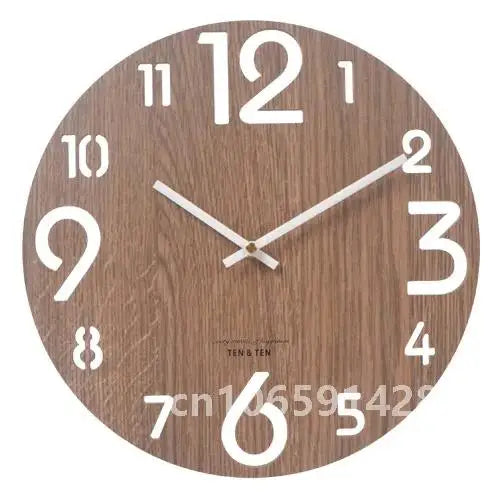 Nordic retro wooden wall clock corridor living room decoration solid wood quiet clocks hanging watch cafe store home