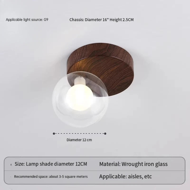 Creative wood grain ball corridor lamps glass luxury ceiling light new simple entryway balcony aisle - c2