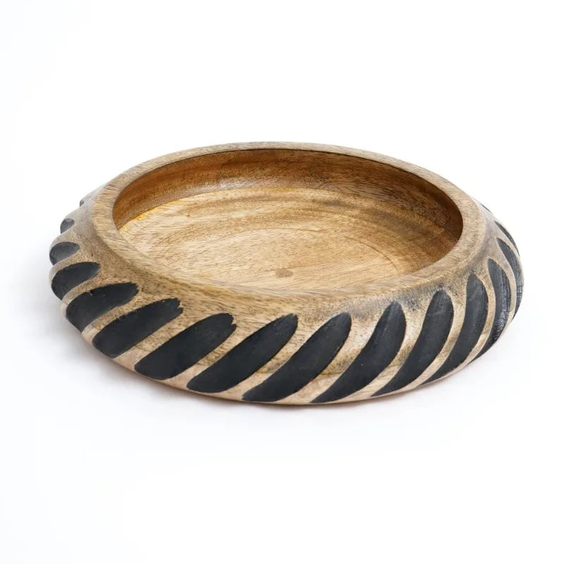 Handmade wooden bowl with black filler home decor tabletop living room decorative birthday gift serving - united states