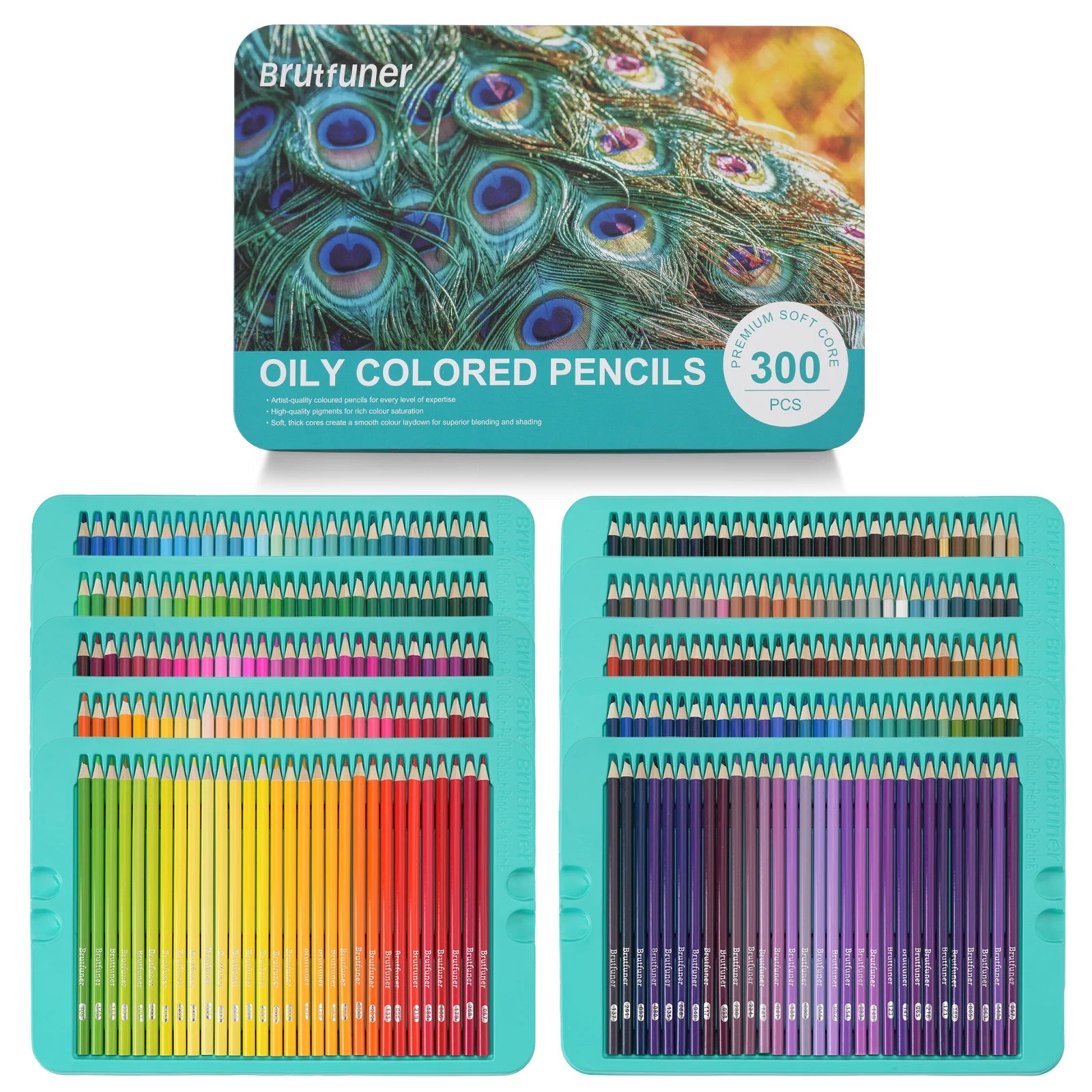 Colored pencils set | 300 premium soft core coloring for adults | organized in presentation tin case - color / united