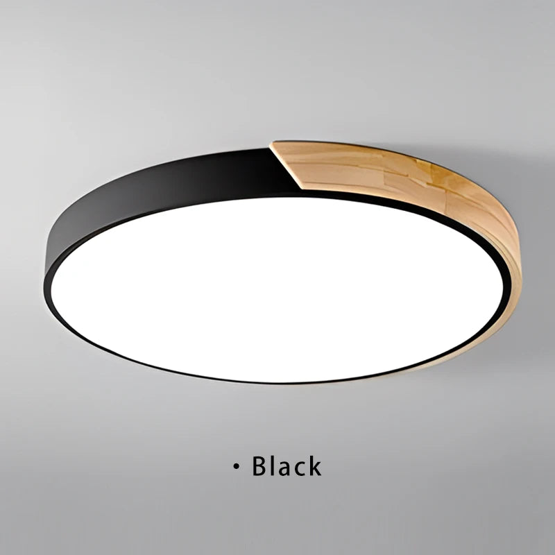 Nordic led ceiling light wooden macaroon circular lamp modern simple bedroom balcony study home decor lighting - black
