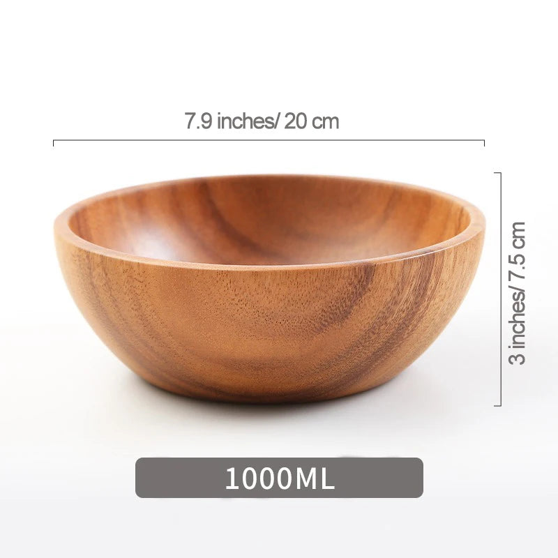 Acacia wooden fruit salad bowl japanese style rice single ramadan tableware utensils for kitchen wood soup bowls