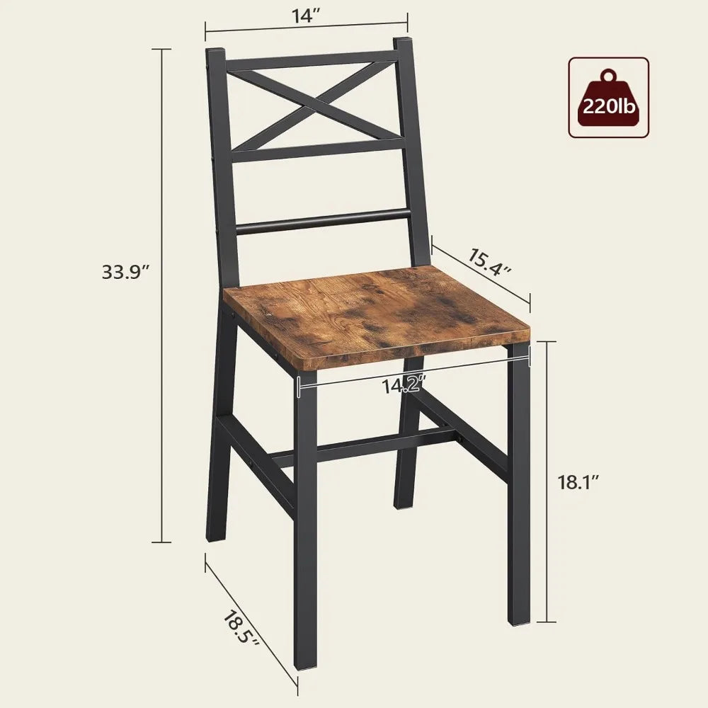 Dining chair set of 2 rustic wooden kitchen chairs with backrest farmhouse for industrial style w