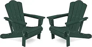 Kingyes 2-piece folding adirondack chair set - durable hdpe patio chairs with wooden texture for outdoor use - united