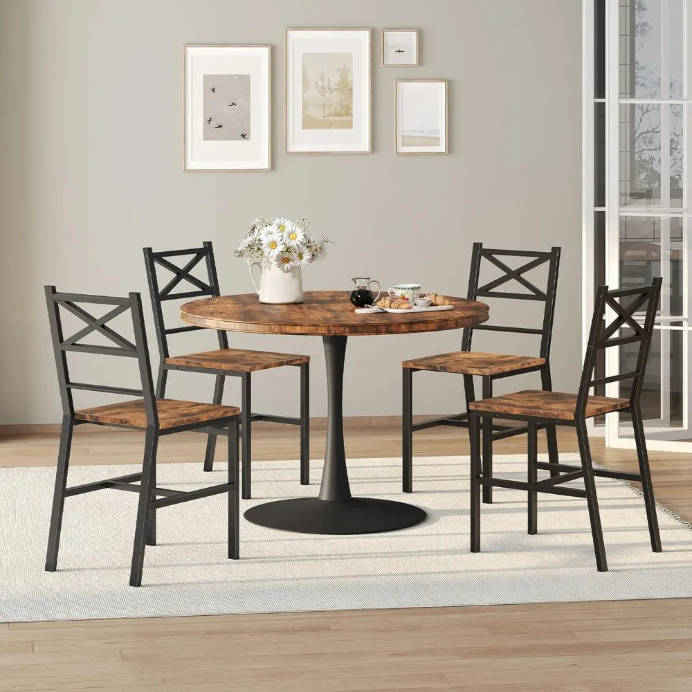 Dining chair set of 2 rustic wooden kitchen chairs with backrest farmhouse for industrial style w