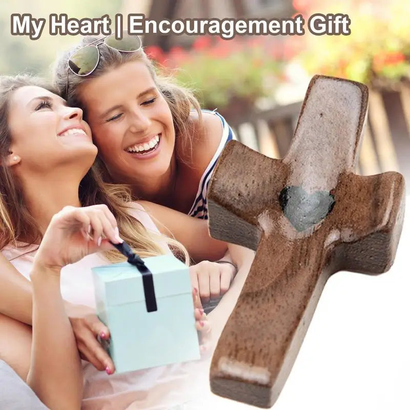 Wooden prayer crucifixion jesus encouragement black walnut palm crucifix lightweight relieve stress hollowed out heart