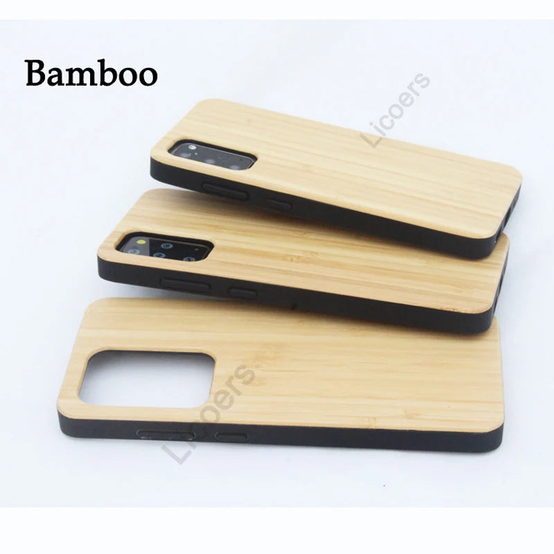 For samsung galaxy s25 s24 s23 s22 s21 fe note 20 s20 ultra plus case thin solid natural wood cherry walnut bamboo