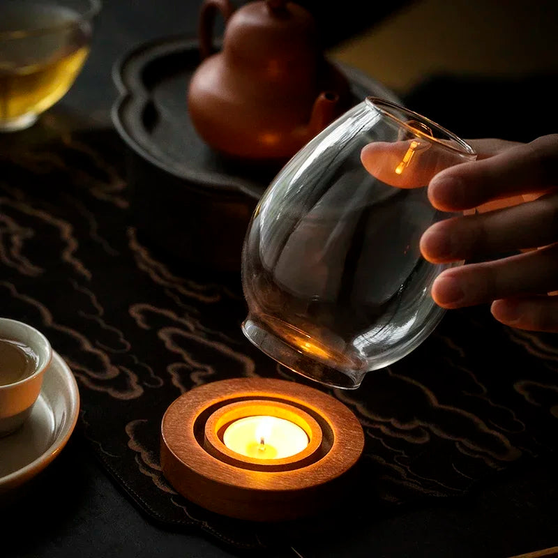 Transparent glass candlestick chinese decoration romantic candlelight dinner zen retro home windproof candle cover