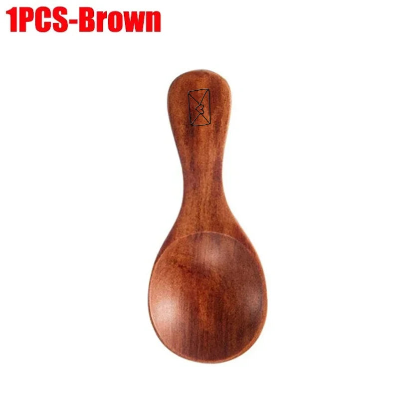 Customized short handle small natural wooden spoonstea coffee kitchen spice condimentsalt sugar enduring mini spoon