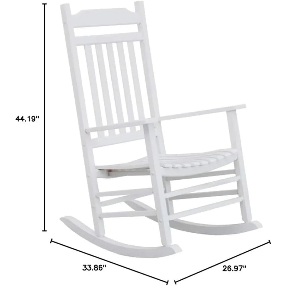 Patio rocking chairs furniture white wooden outdoor rockers set of 2 porch for audlt indoor outside balcony garden