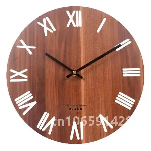 Nordic retro wooden wall clock corridor living room decoration solid wood quiet clocks hanging watch cafe store home