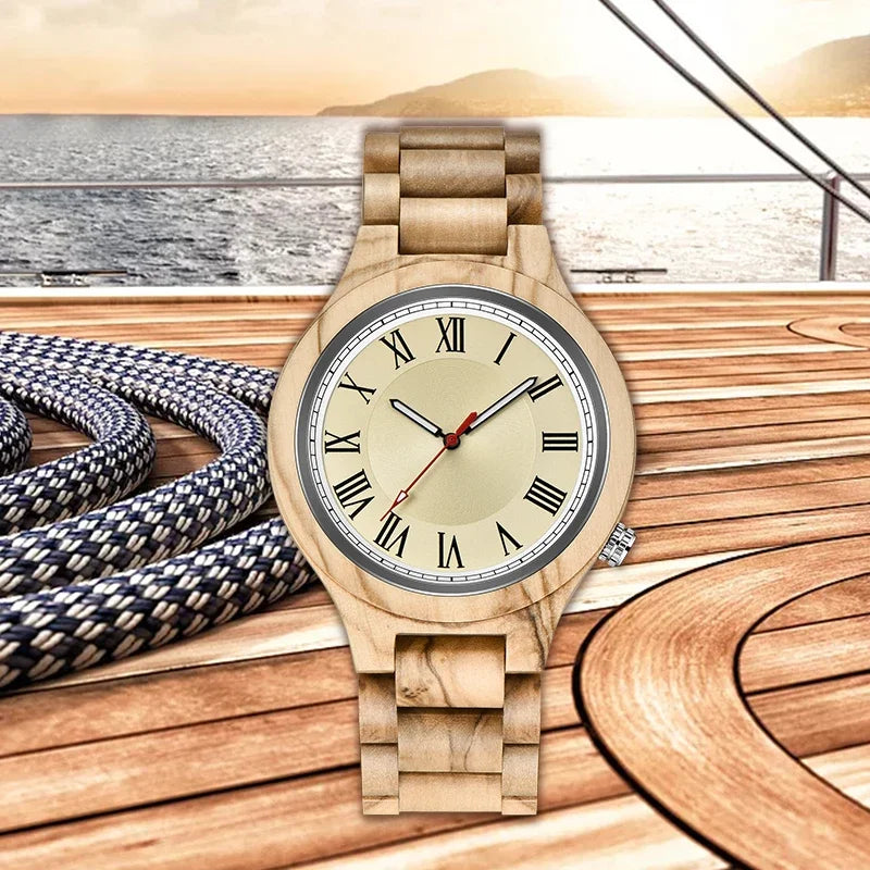Creative full natural wood male watches handmade bamboo novel fashion men women wooden bangle quartz wrist watch reloj