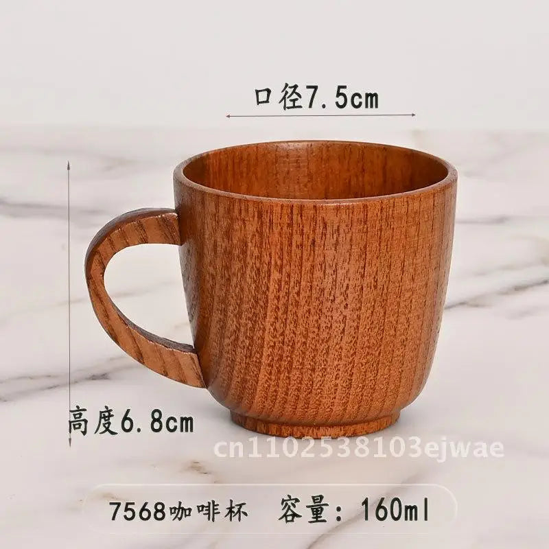 Factory in stock creative large cup round solid wood tea universal insulation wooden price discount - 7568 cup150 500m