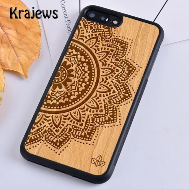 Krajews natural bamboo wood soft phone case cover for iphone 16 15 se2020 14 6 7 8 plus 11 12 13 pro max plus coque