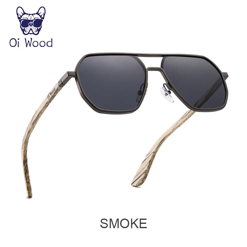 Oi wood high quality fashion alloy sunglasses men women wooden polarized sun glasses driving uv400 oculos de sol 8059