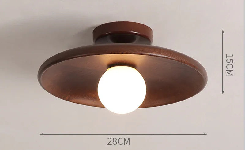 Modern wooden ceiling light log color walnut wood lamps for aisle corridor passway stairs surface lighting g9 - d28cm