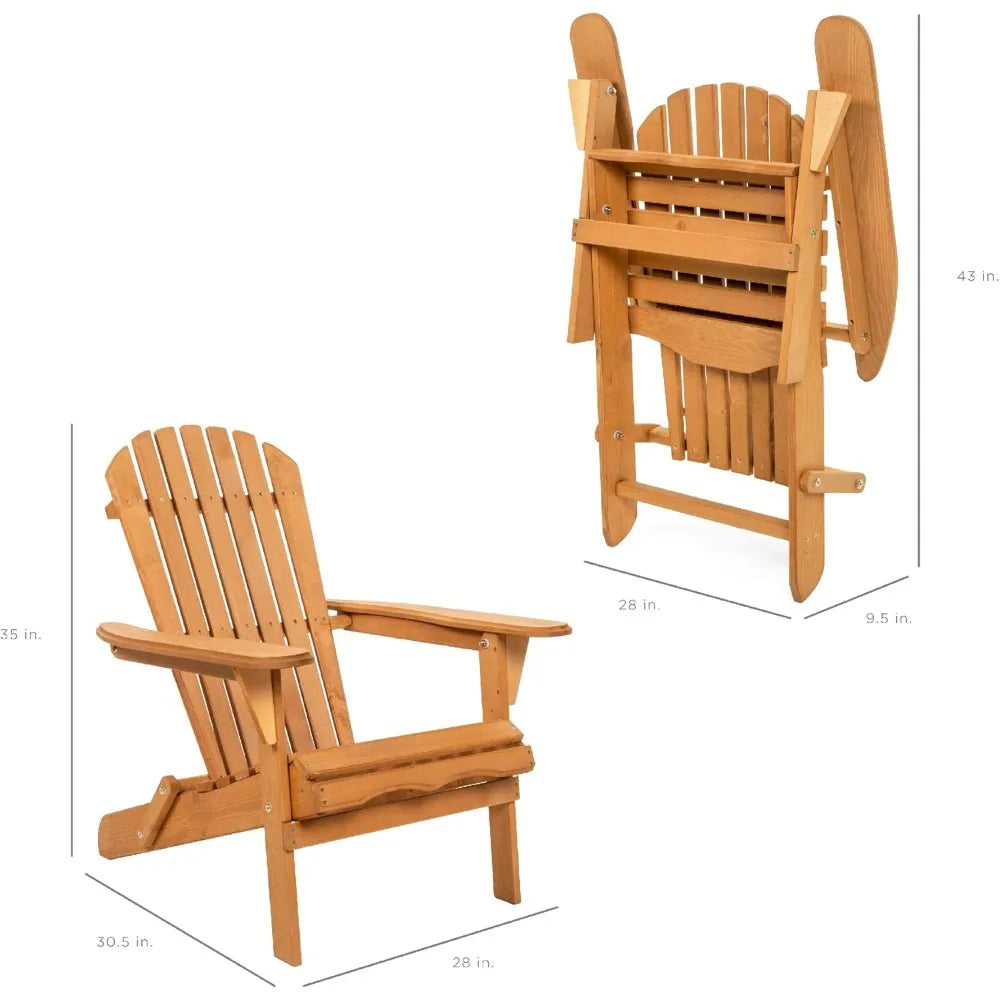 Folding adirondack chair outdoor wooden accent furniture fire pit lounge chairs for yard garden,