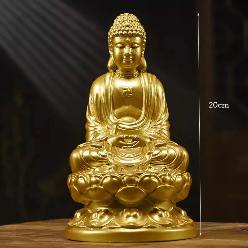 Classical ebony wood and rosewood carvings decorations of buddha offering the statue shakyamuni at home - c2