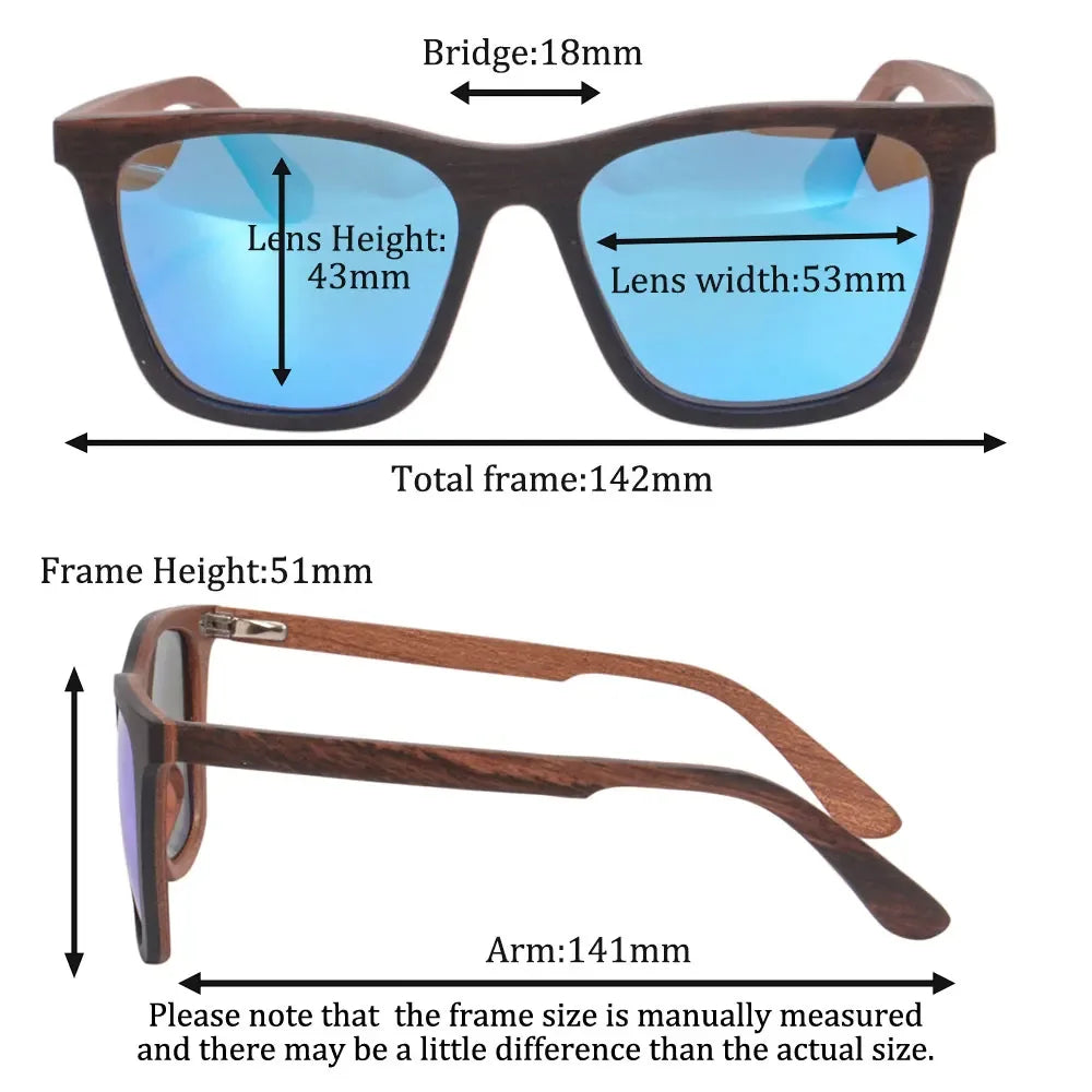 Wooden frame sunglasses men polarized fishing glasses cycling wood eyeglasses