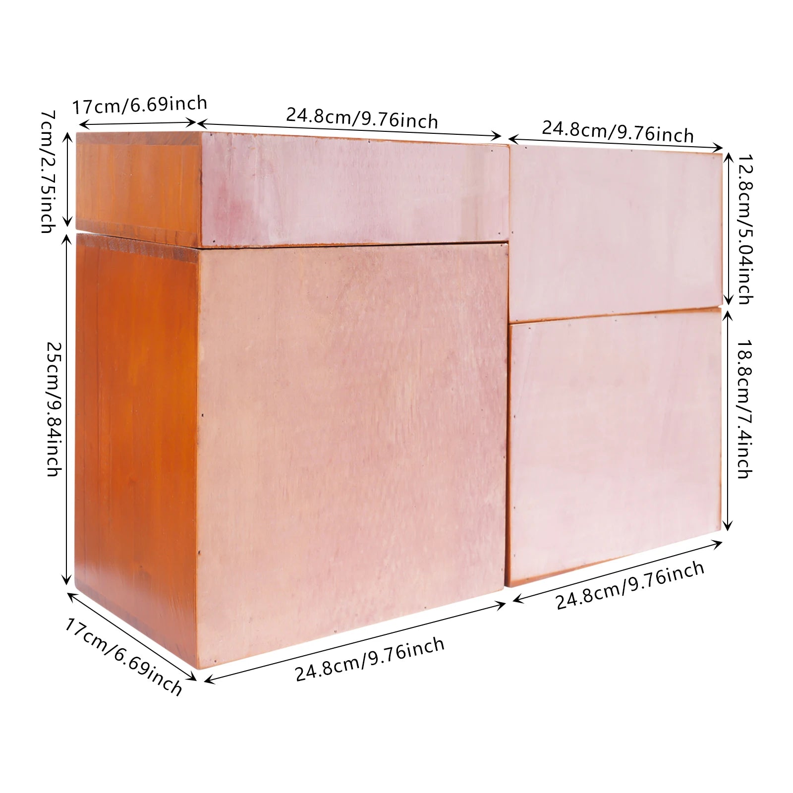 Brown rectangular drawer cabinet desktop jewelry storage organizers 4 wood stackable - united states